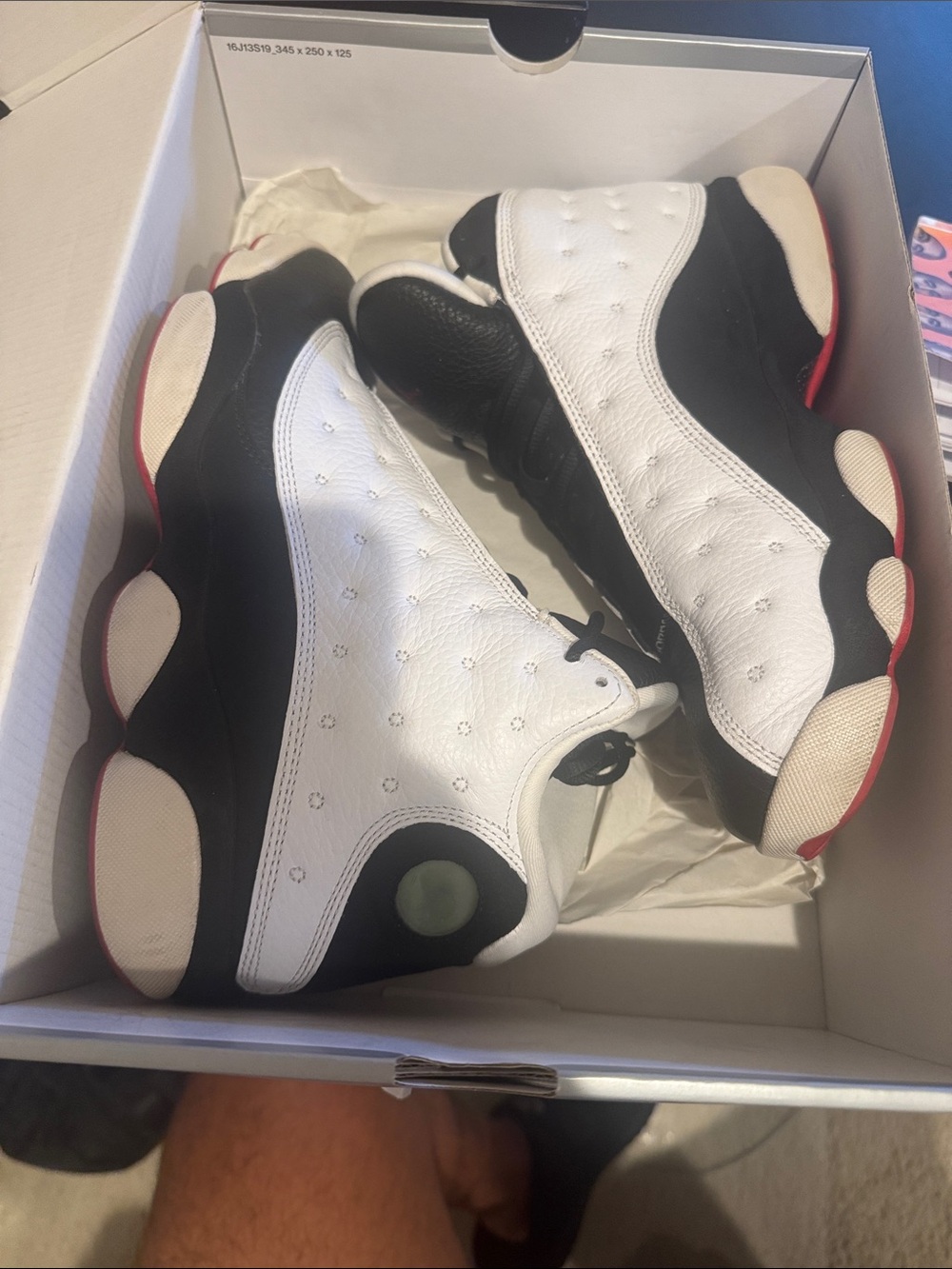 Jordan Retro 13 Basketball Sneakers in White, Black & Red